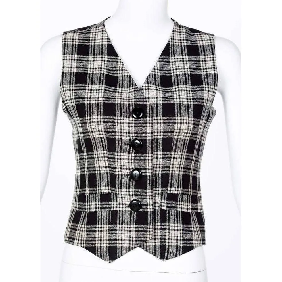 YVES SAINT LAURENT Black & White Wool Vest | Size US 4 - EU 36