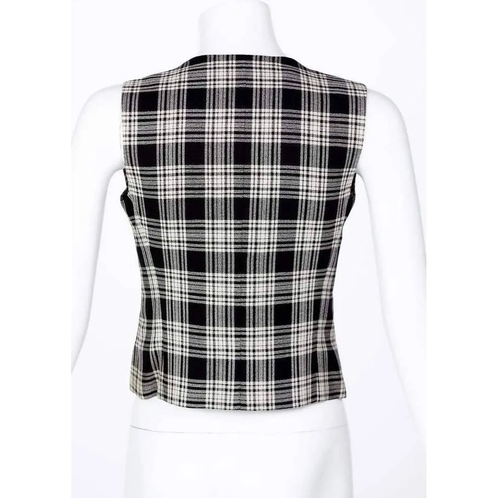 YVES SAINT LAURENT Black & White Wool Vest | Size US 4 - EU 36