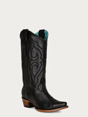 Z5072 - WOMEN'S EMBROIDERY BLACK SNIP TOE COWBOY BOOT